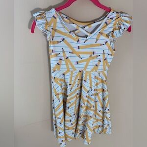 Back to School Flutter Sleeve Pencil novelty Playwear Dress 7T